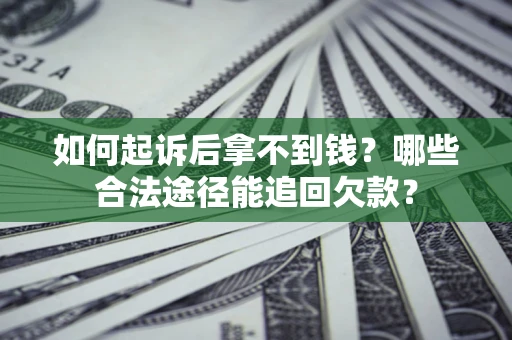 武汉如何起诉后拿不到钱？哪些合法途径能追回欠款？