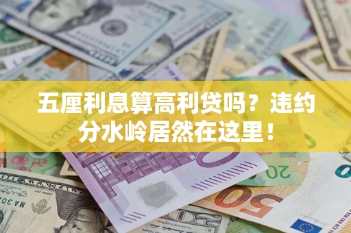 武汉五厘利息算高利贷吗？违约分水岭居然在这里！
